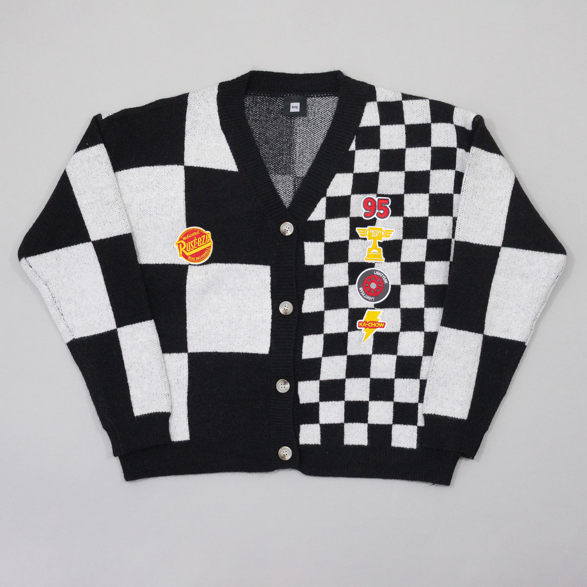 Cars Lightning McQueen Embroidered Checkered Cardigan