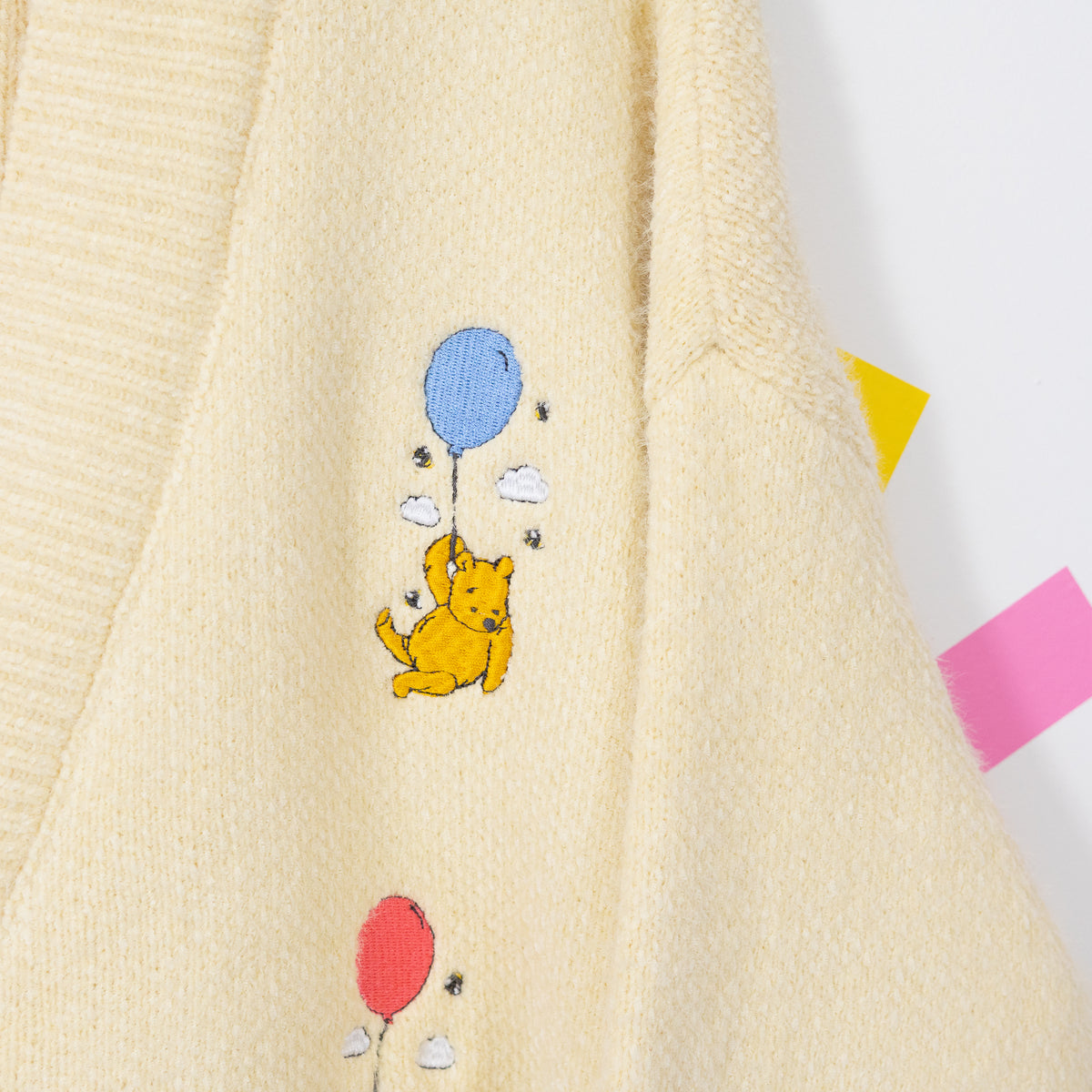 Winnie Balloons Embroidered Yellow Oversized Cardigan