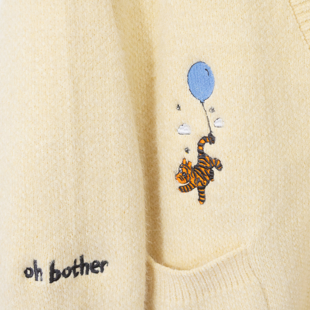 Winnie Balloons Embroidered Yellow Oversized Cardigan
