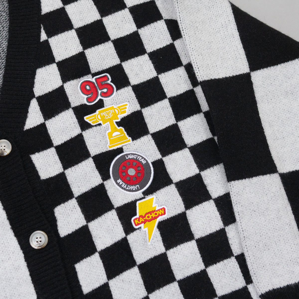 Cars Lightning McQueen Embroidered Checkered Cardigan
