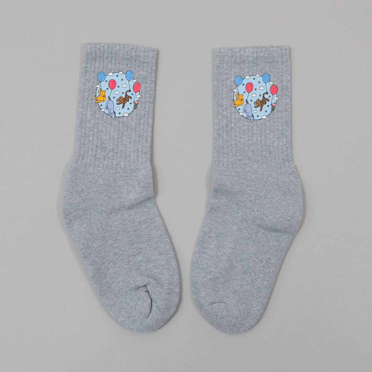 Sample - Winnie Balloons Grey Socks - 4/7UK