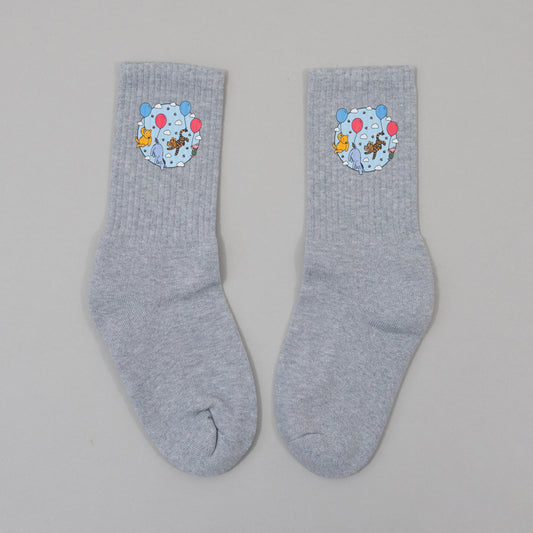 Sample - Winnie Balloons Grey Socks - 4/7UK