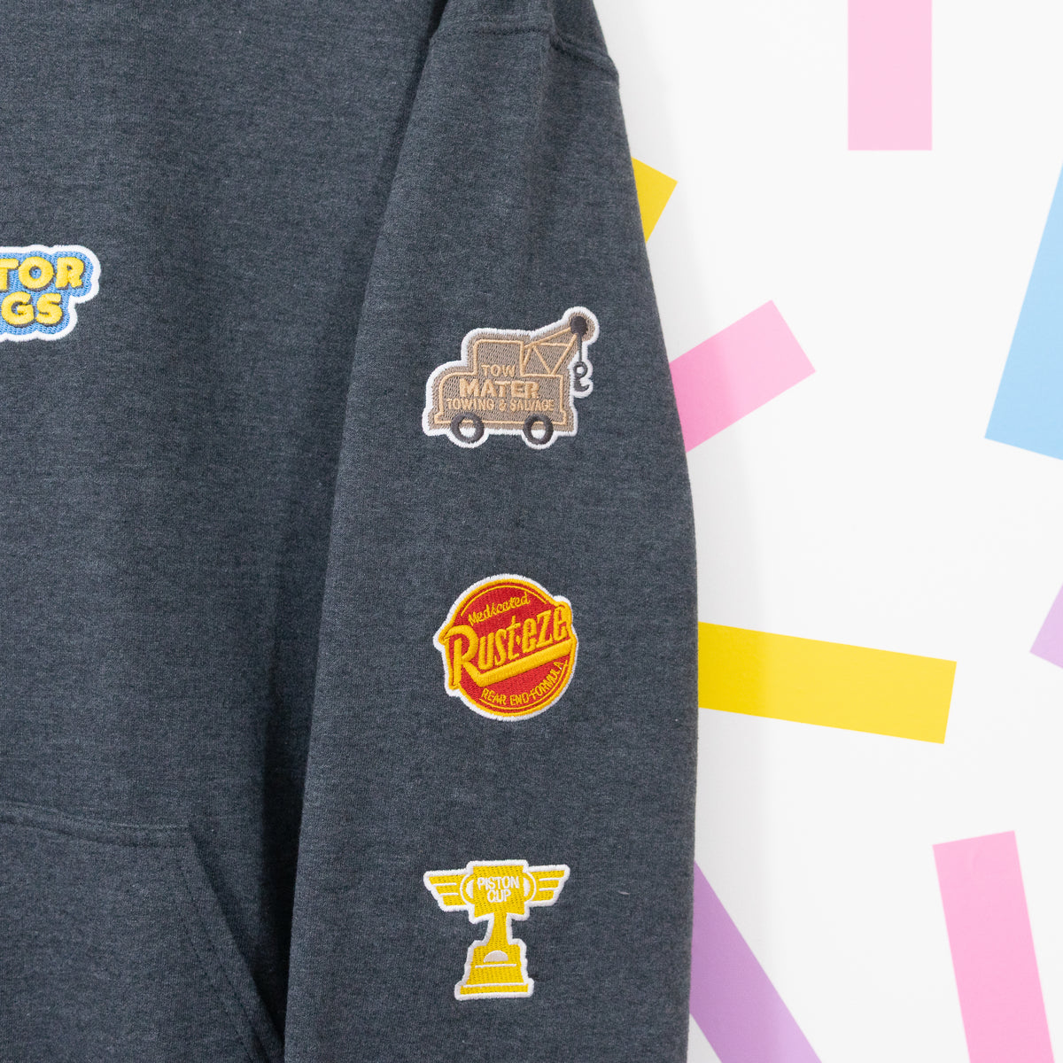 Radiator Springs Embroidered Heather Black Hoodie