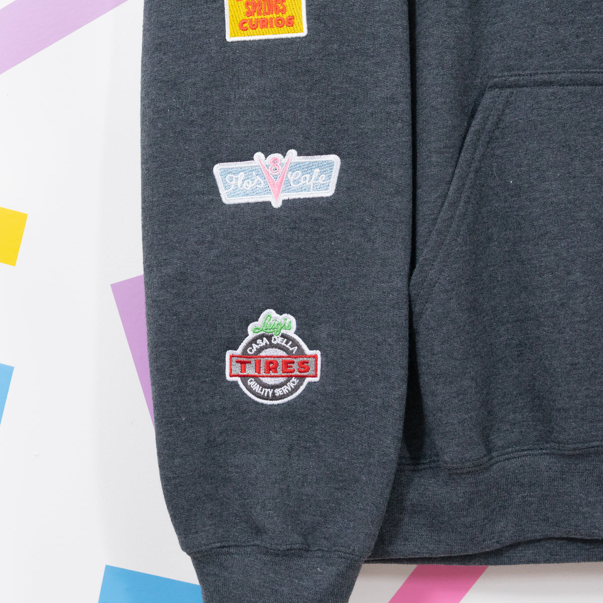Radiator Springs Embroidered Heather Black Hoodie