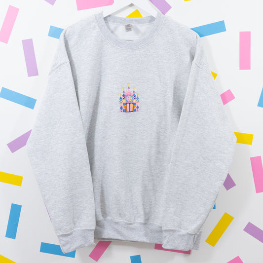Sample - Small World Heather Grey Embroidered Jumper