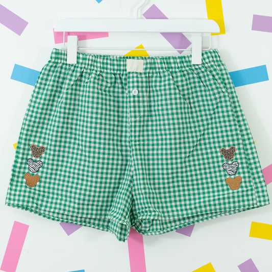 Animal Kingdom Mickey Green Gingham Shorts