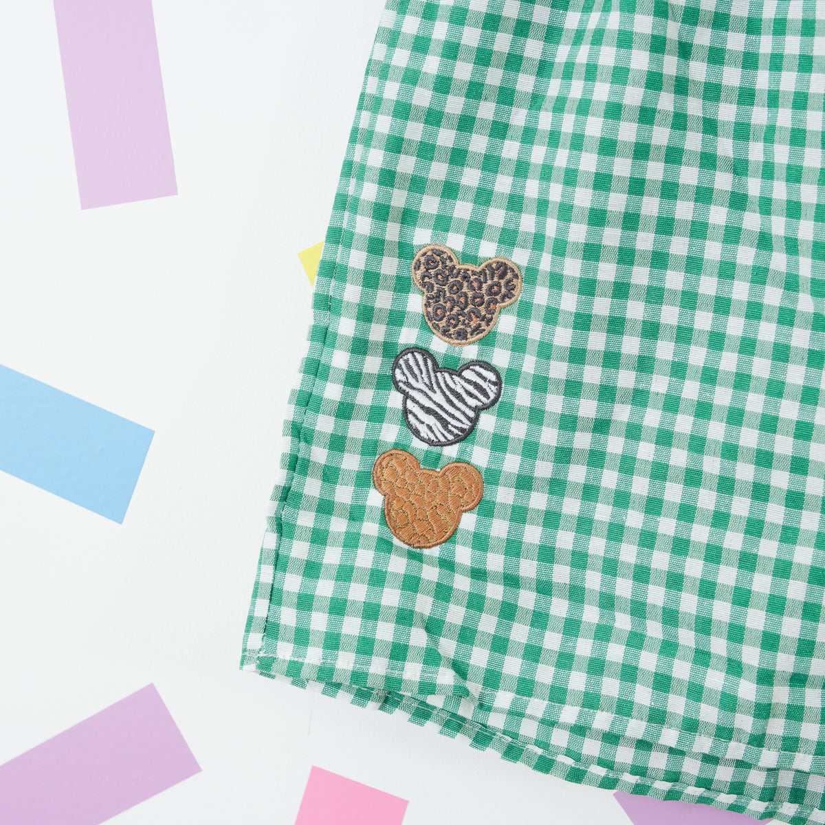 Animal Kingdom Mickey Green Gingham Shorts