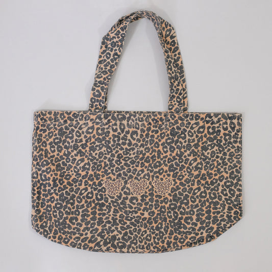Mickey Leopard Print Embroidered Tote Bag