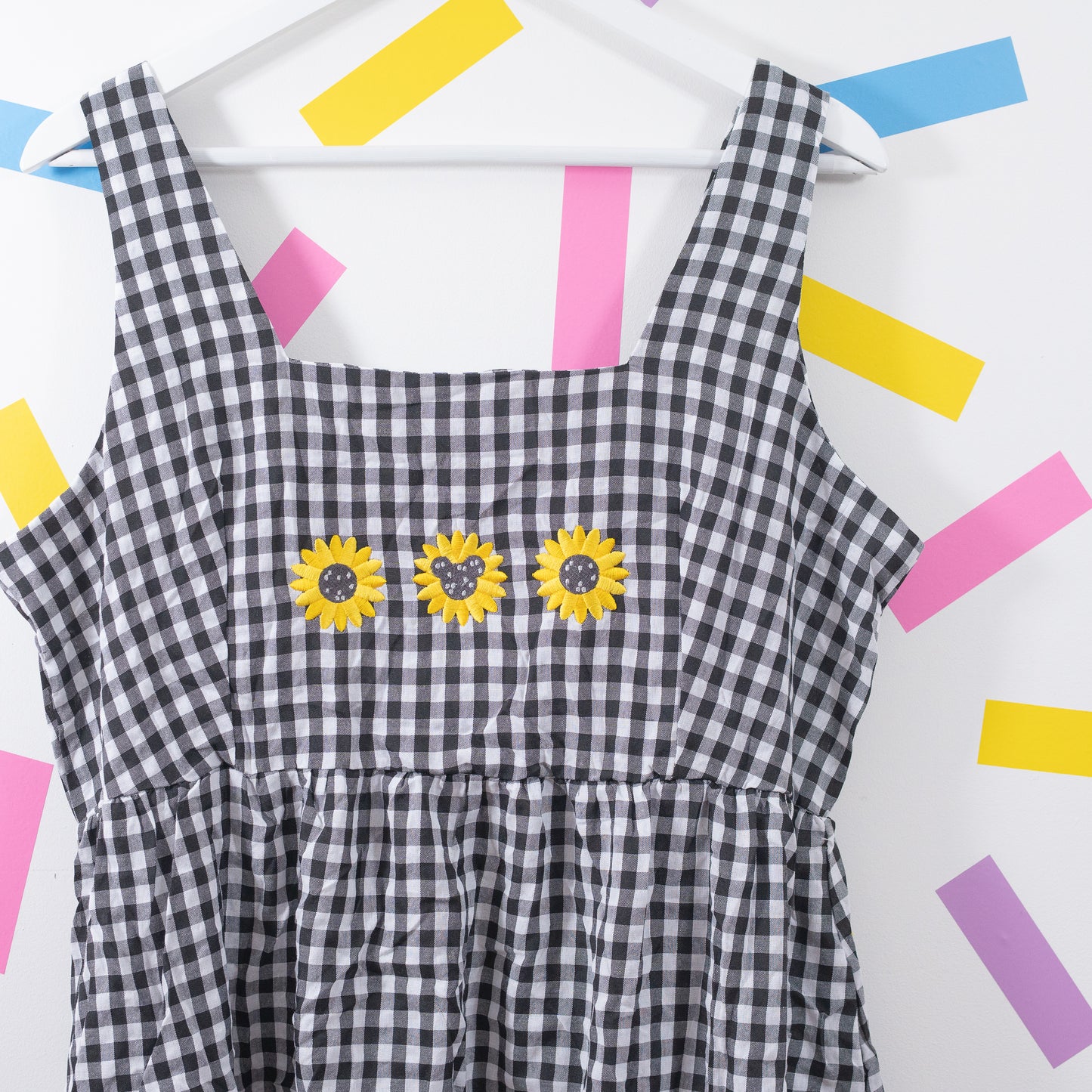 SAMPLE - Mickey Sunflower Embroidered Gingham Dress