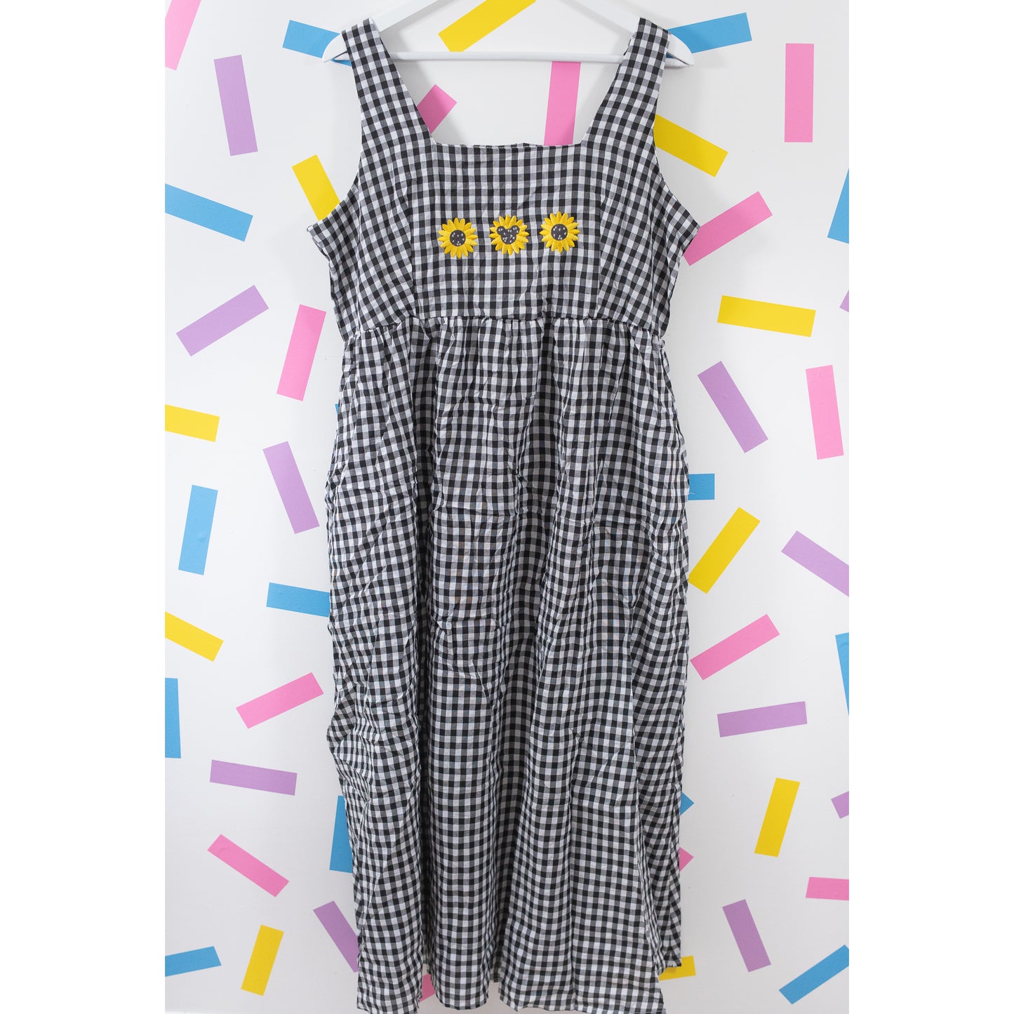 SAMPLE - Mickey Sunflower Embroidered Gingham Dress