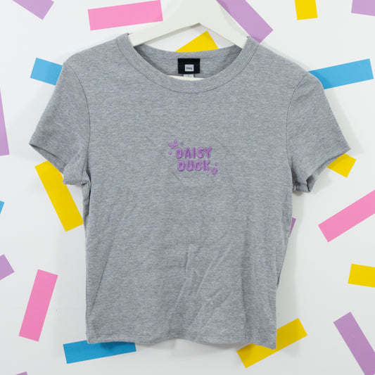 Daisy Duck Embroidered Women's Grey T-Shirt
