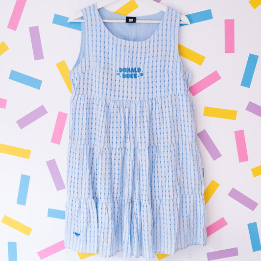 Donald Duck Embroidered Blue Gingham Dress