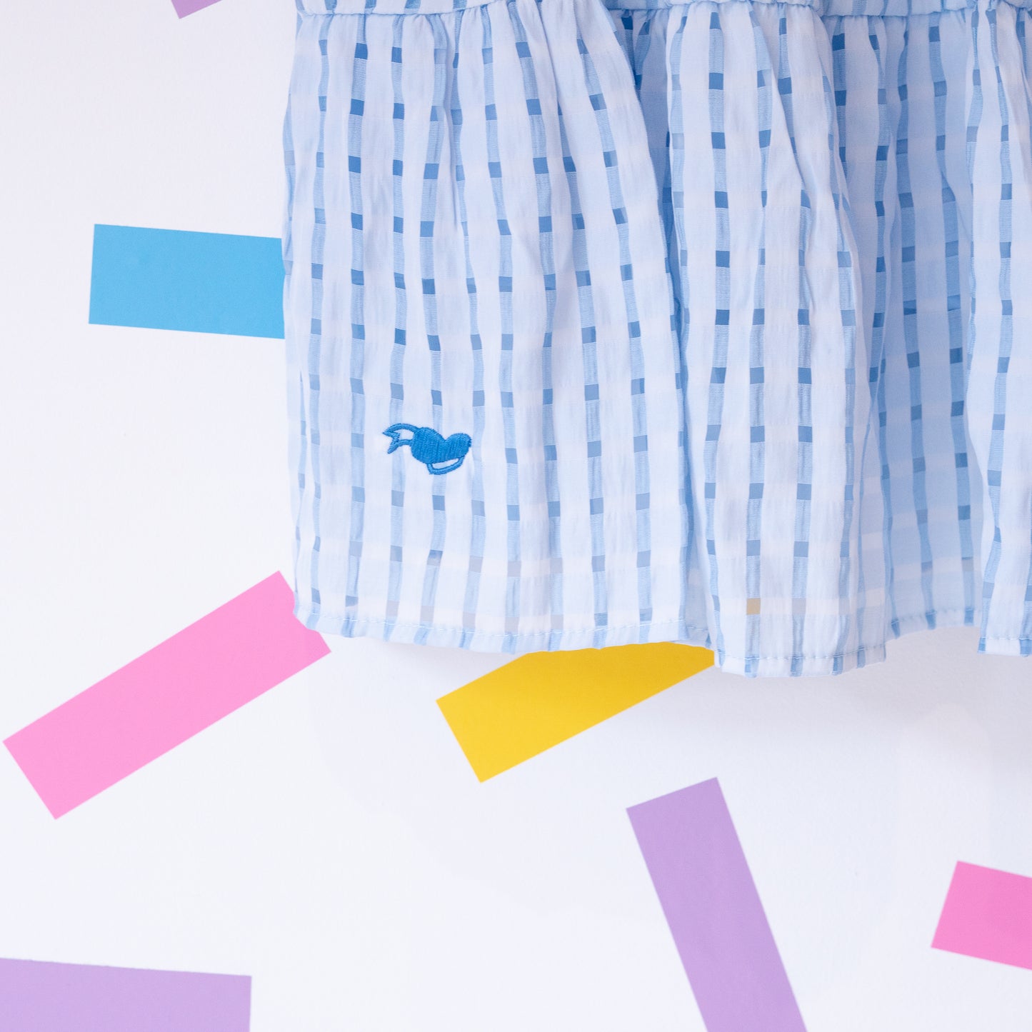 Donald Duck Embroidered Blue Gingham Dress