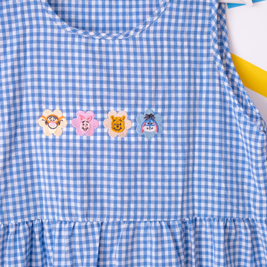 Winnie & Pals Floral Embroidered Gingham Dress