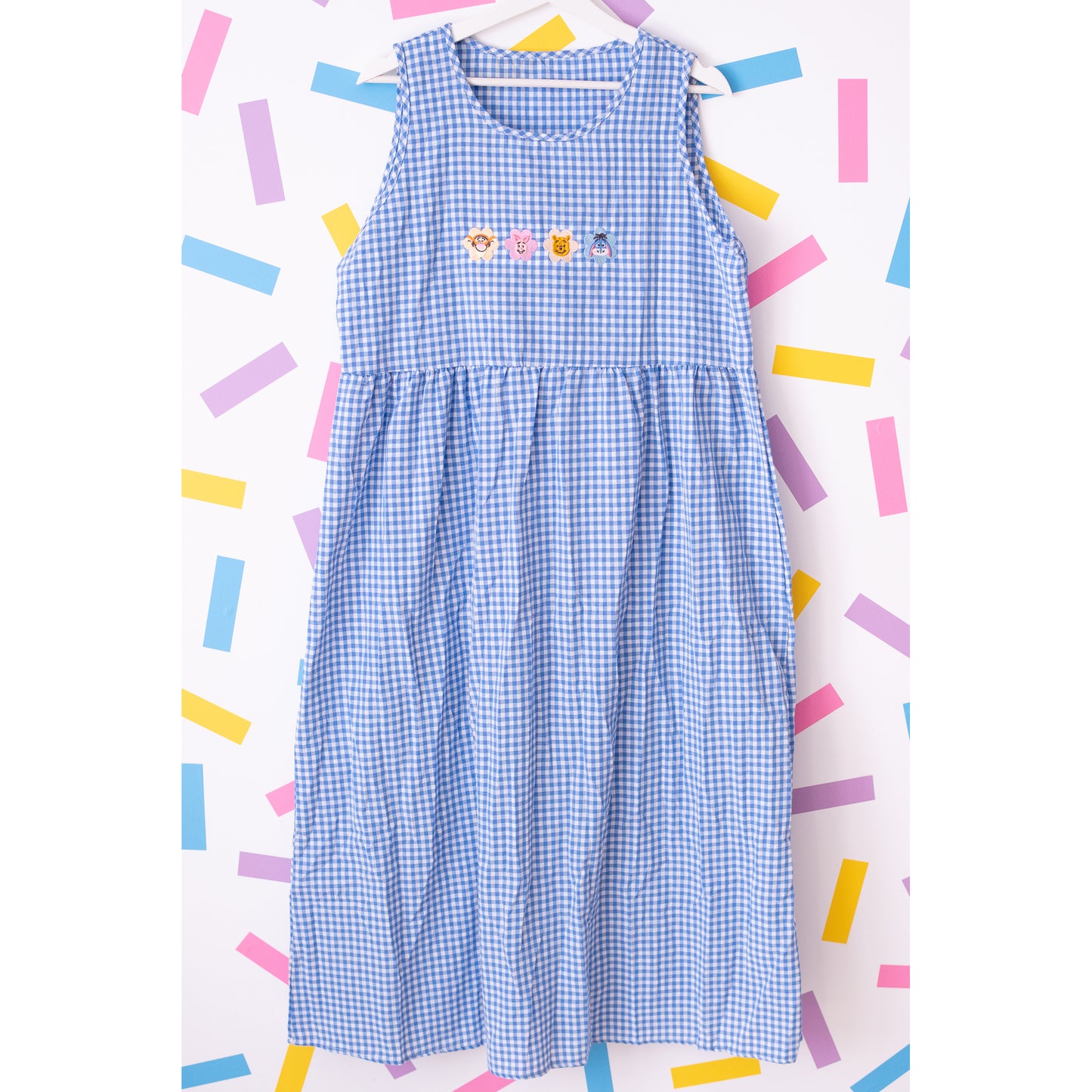 Winnie & Pals Floral Embroidered Gingham Dress