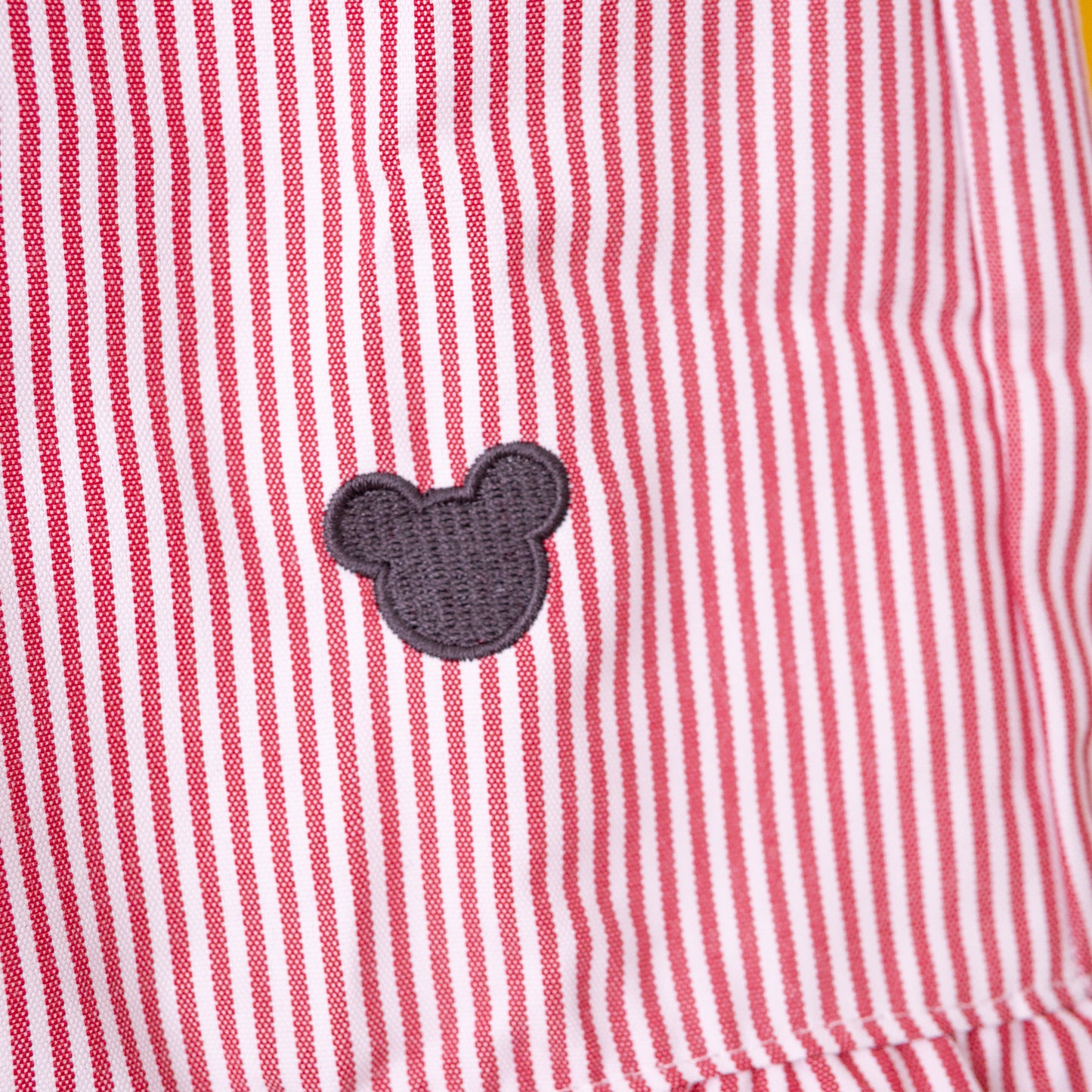 Mickey Minimal Embroidered Stripe Red Shorts