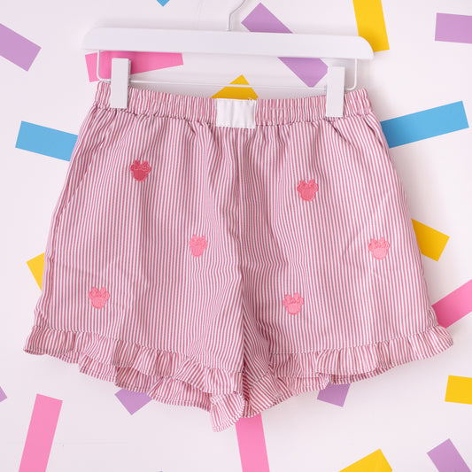 Minnie Minimal Embroidered Stripe Pink Shorts