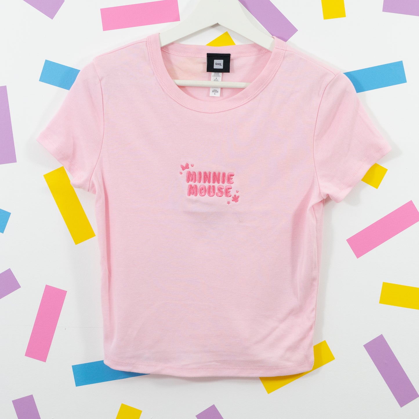 Minnie Mouse Embroidered Women's Pink T-Shirt