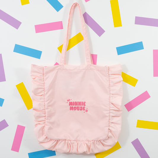 Minnie Mouse Pink Embroidered Frilly Tote Bag