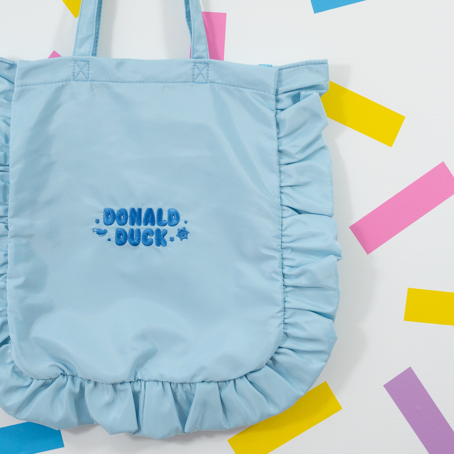 Donald Duck Blue Embroidered Frilly Tote Bag