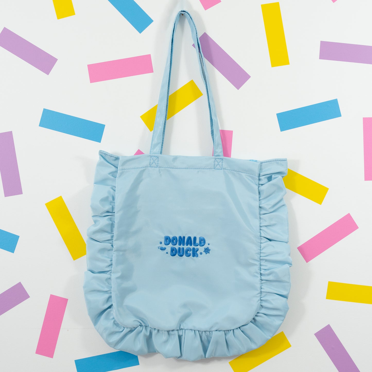 Donald Duck Blue Embroidered Frilly Tote Bag