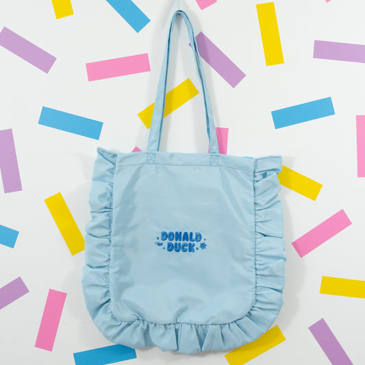 Donald Duck Blue Embroidered Frilly Tote Bag