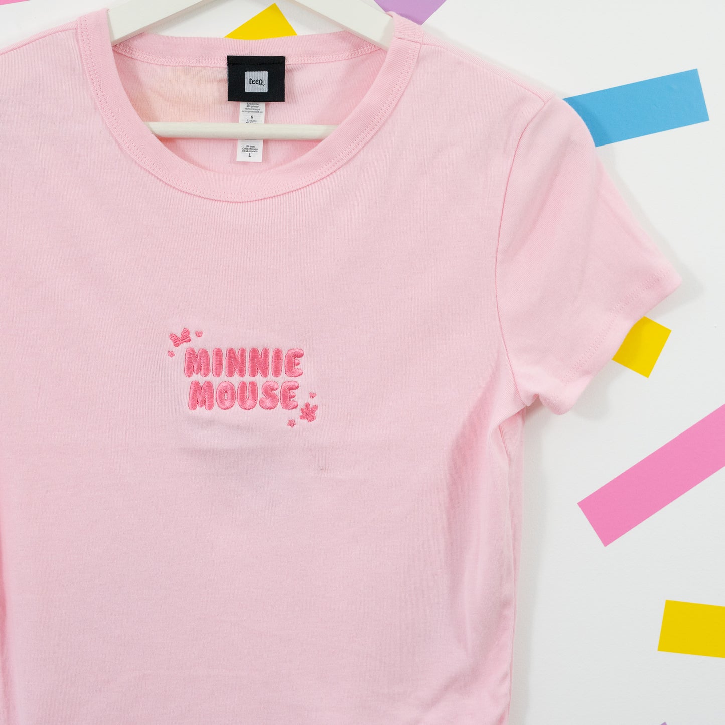 Minnie Mouse Embroidered Women's Pink T-Shirt