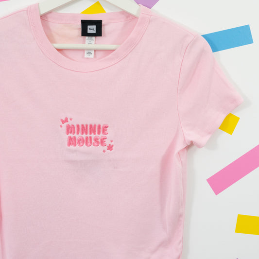 Minnie Mouse Embroidered Women's Pink T-Shirt