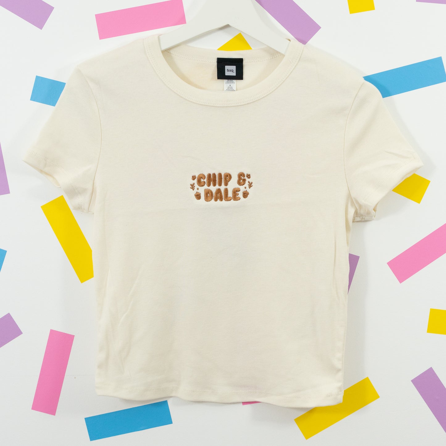 Chip & Dale Embroidered Women's Natural T-Shirt
