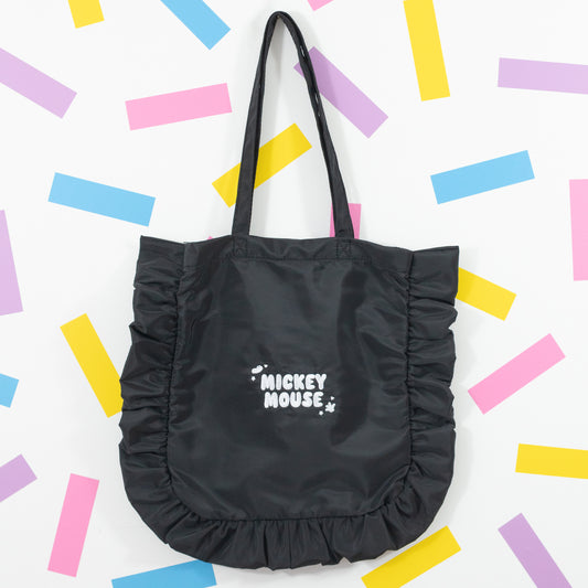 Mickey Mouse Black Embroidered Frilly Tote Bag