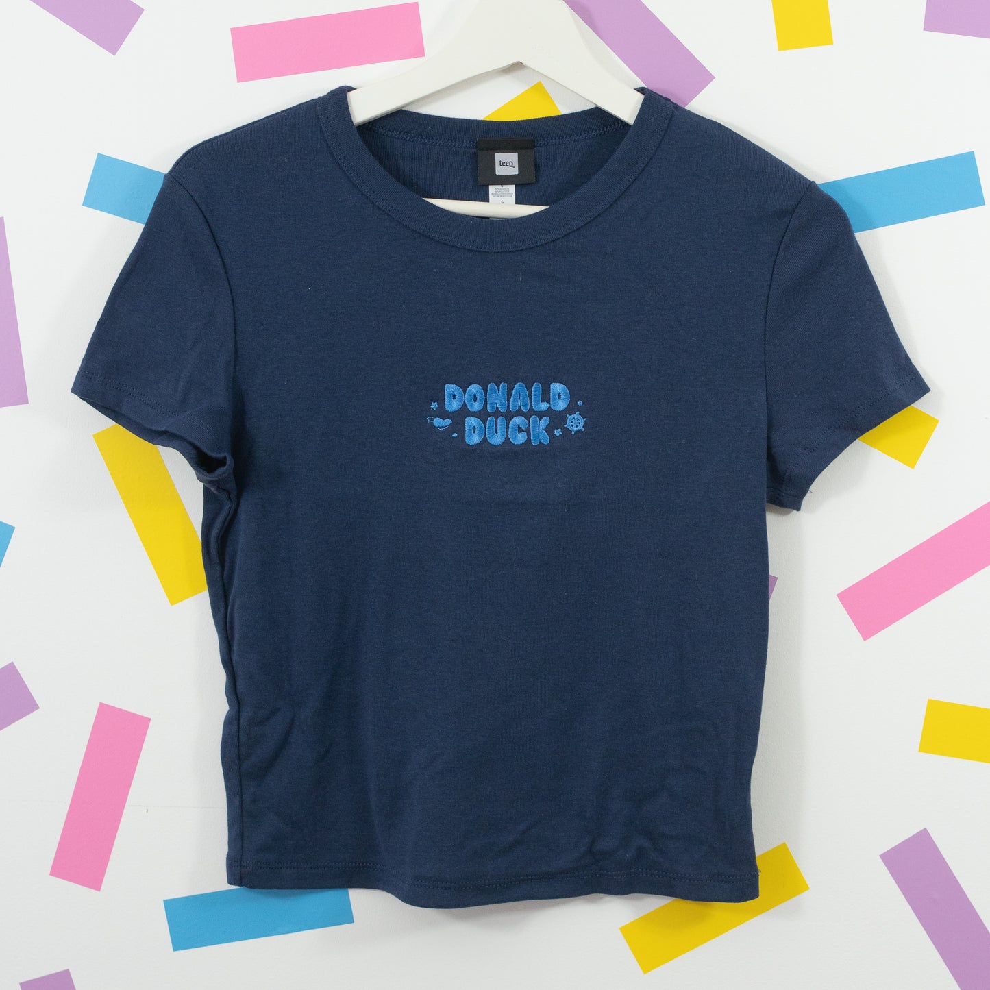 Donald Duck Embroidered Women's Navy T-Shirt