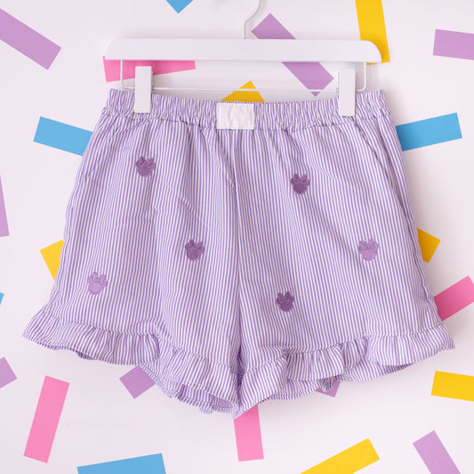 Minnie Minimal Embroidered Stripe Purple Shorts