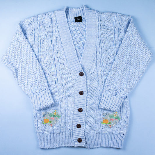 Cinderella Heart Embroidered Blue Cardigan