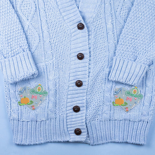 Cinderella Heart Embroidered Blue Cardigan