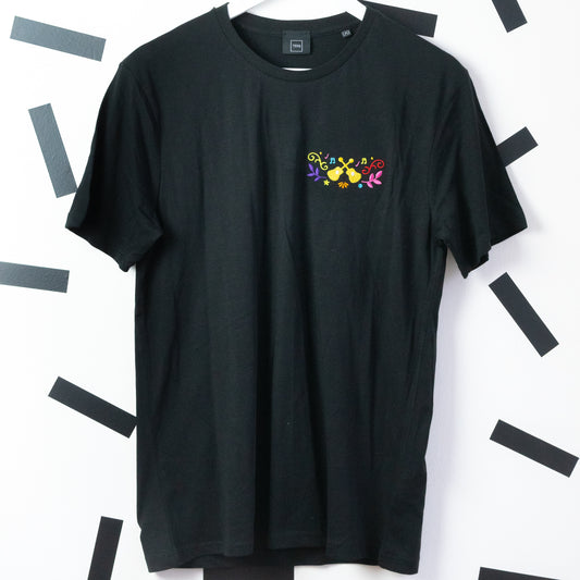 Coco Guitar Embroidered Black T-Shirt