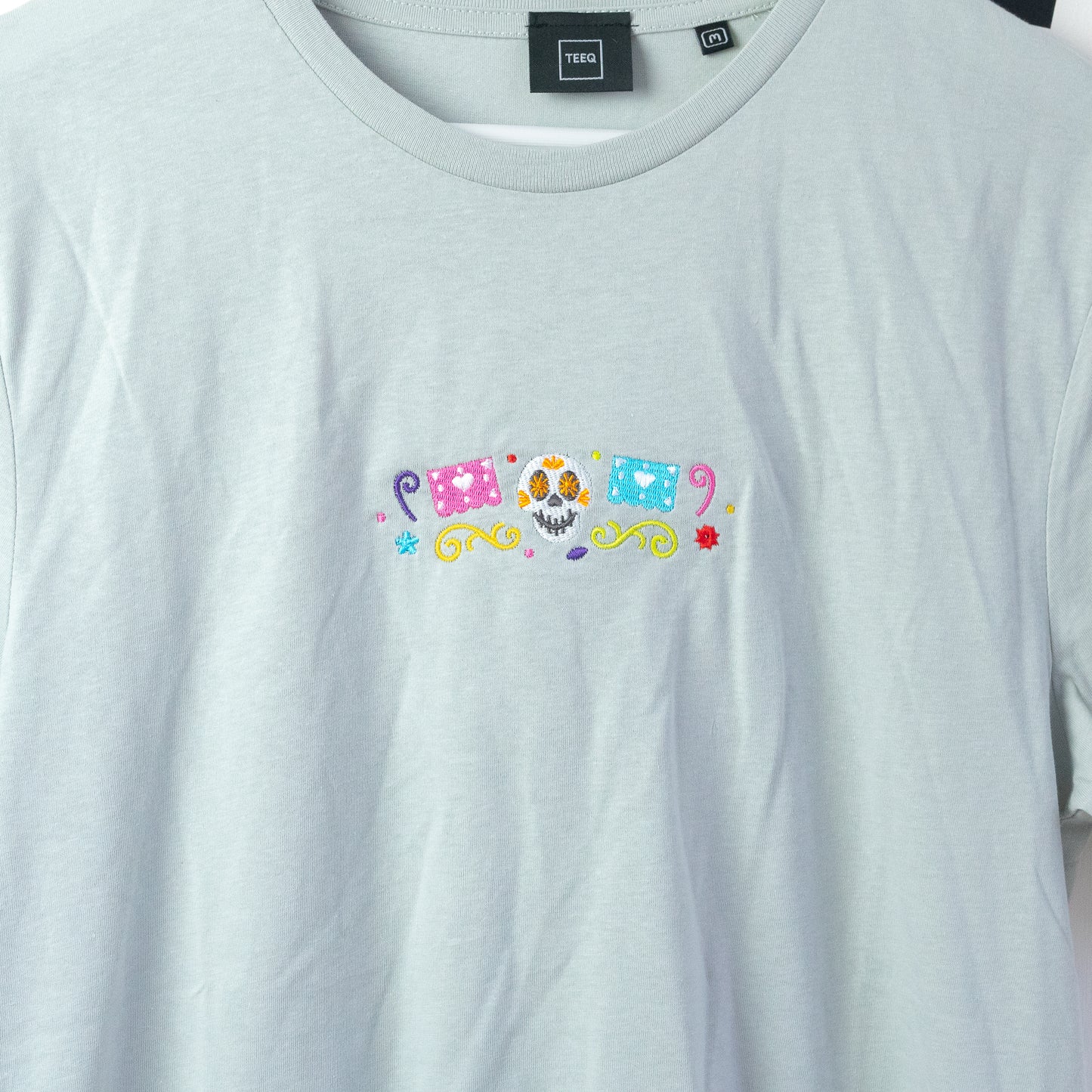 Coco Skull Embroidered Grey T-Shirt