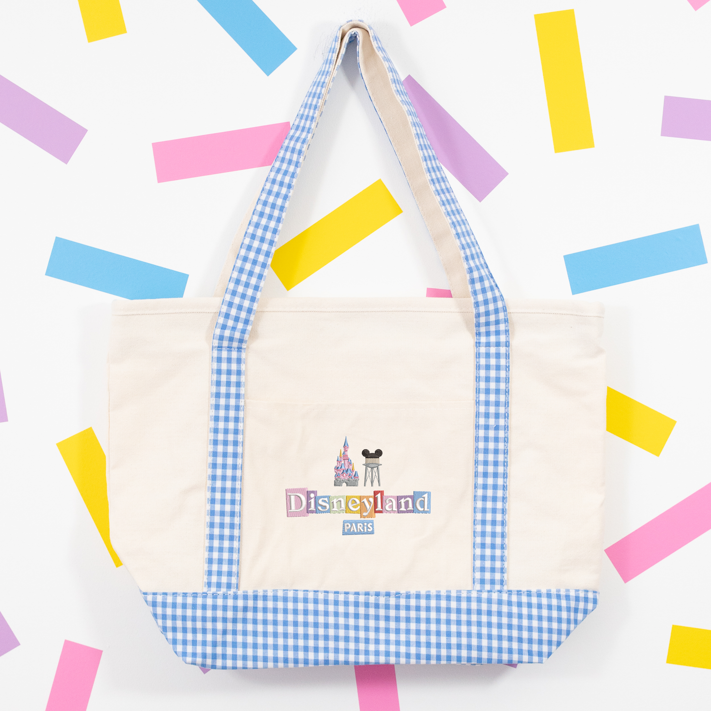 DLP Gingham Canvas Shoulder Bag - Blue