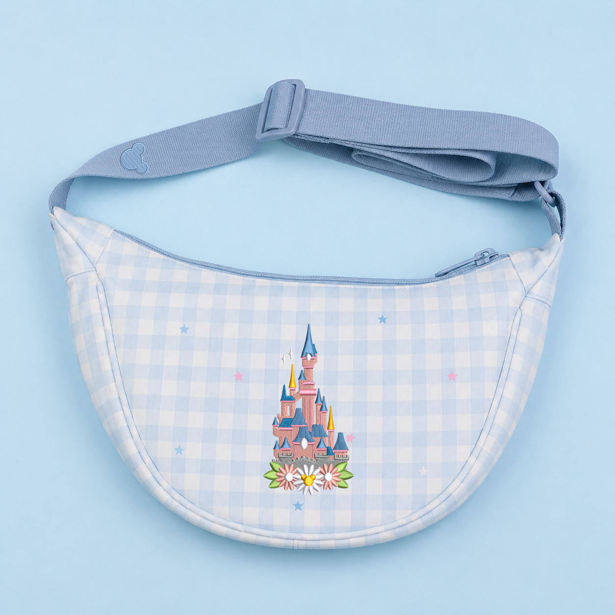 Disneyland Paris Floral Gingham Sling Bag - Blue