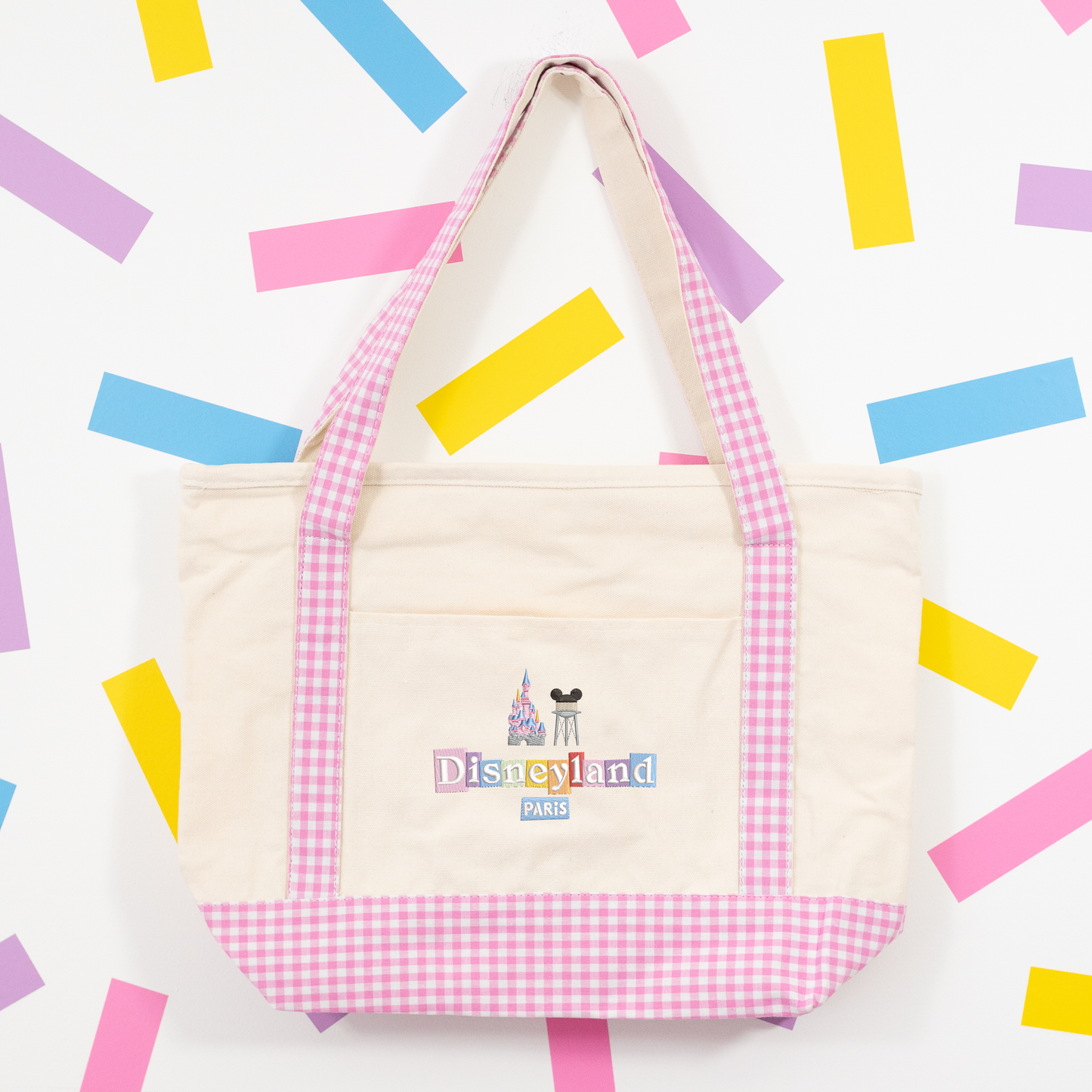 DLP Gingham Canvas Shoulder Bag - Pink