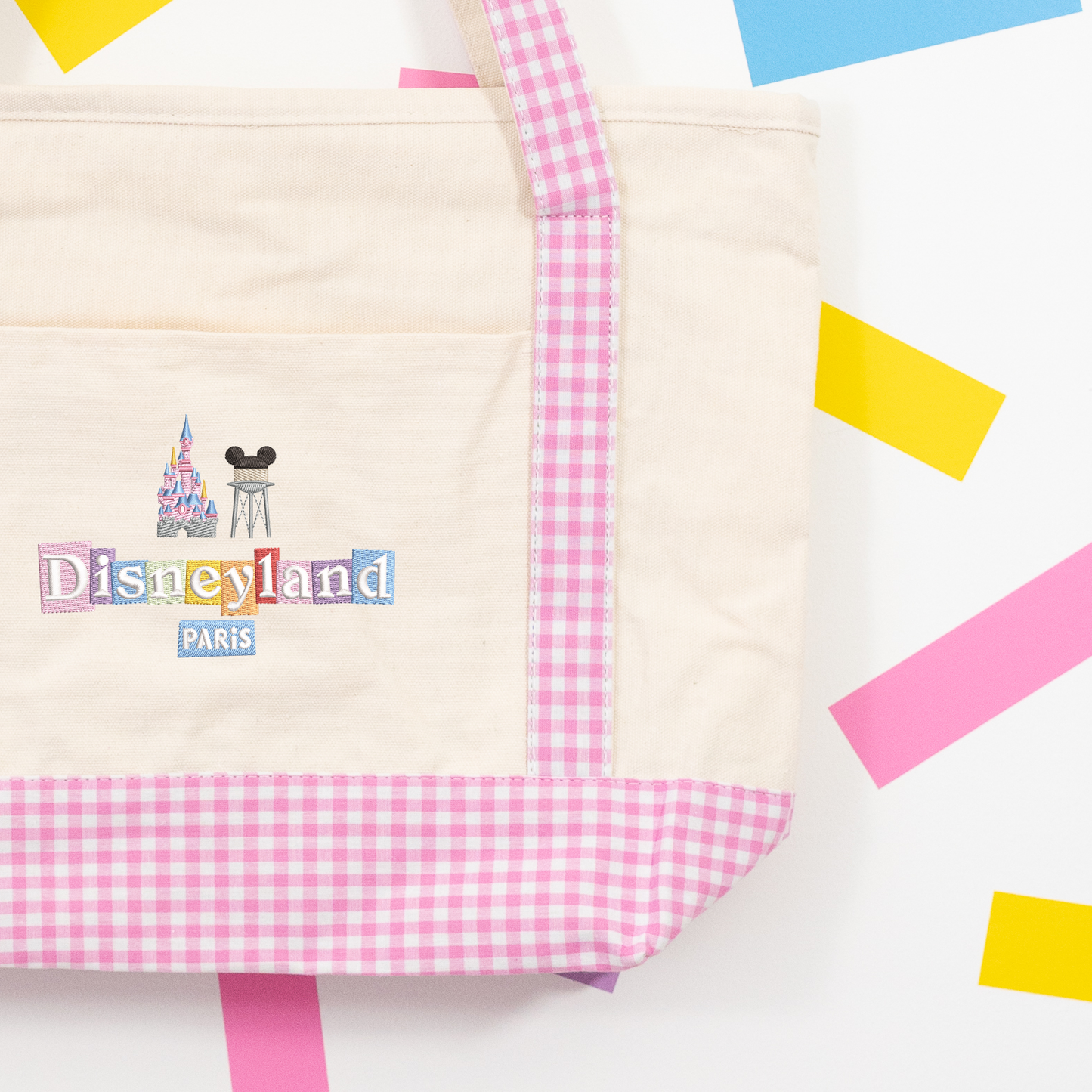 DLP Gingham Canvas Shoulder Bag - Pink