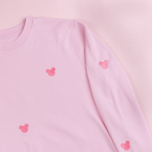 Mickey Embroidered All-Over Print Jumper - Pink