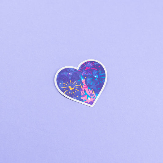 Disneyland Paris Fireworks Heart Sparkly Vinyl Stickers