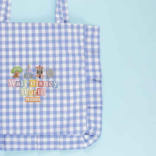 Walt Disney World Gingham Embroidered Tote Bag