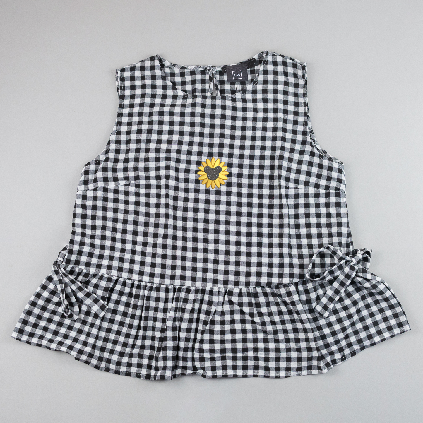 Mickey Sunflower Gingham Embroidered Vest T-Shirt