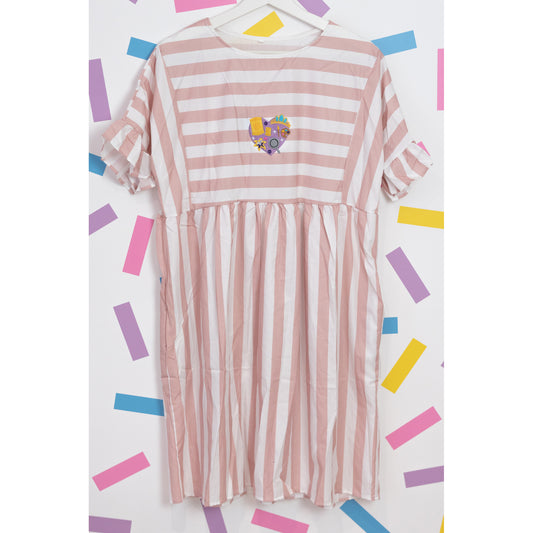 Sample - Rapunzel Heart Embroidered Stripe Dress