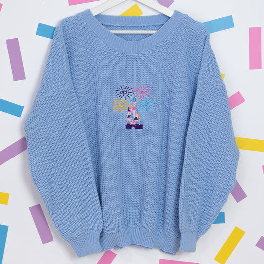 Sample - DLP Fireworks Knitted Blue Jumper - 12/14UK
