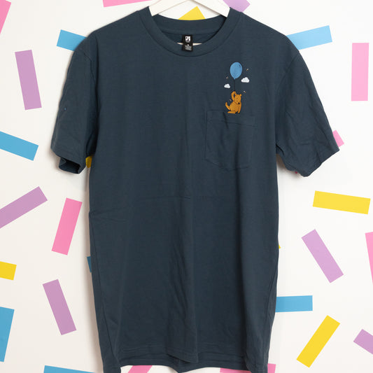 Sample - Winnie Printed Pocket T-Shirt Blue