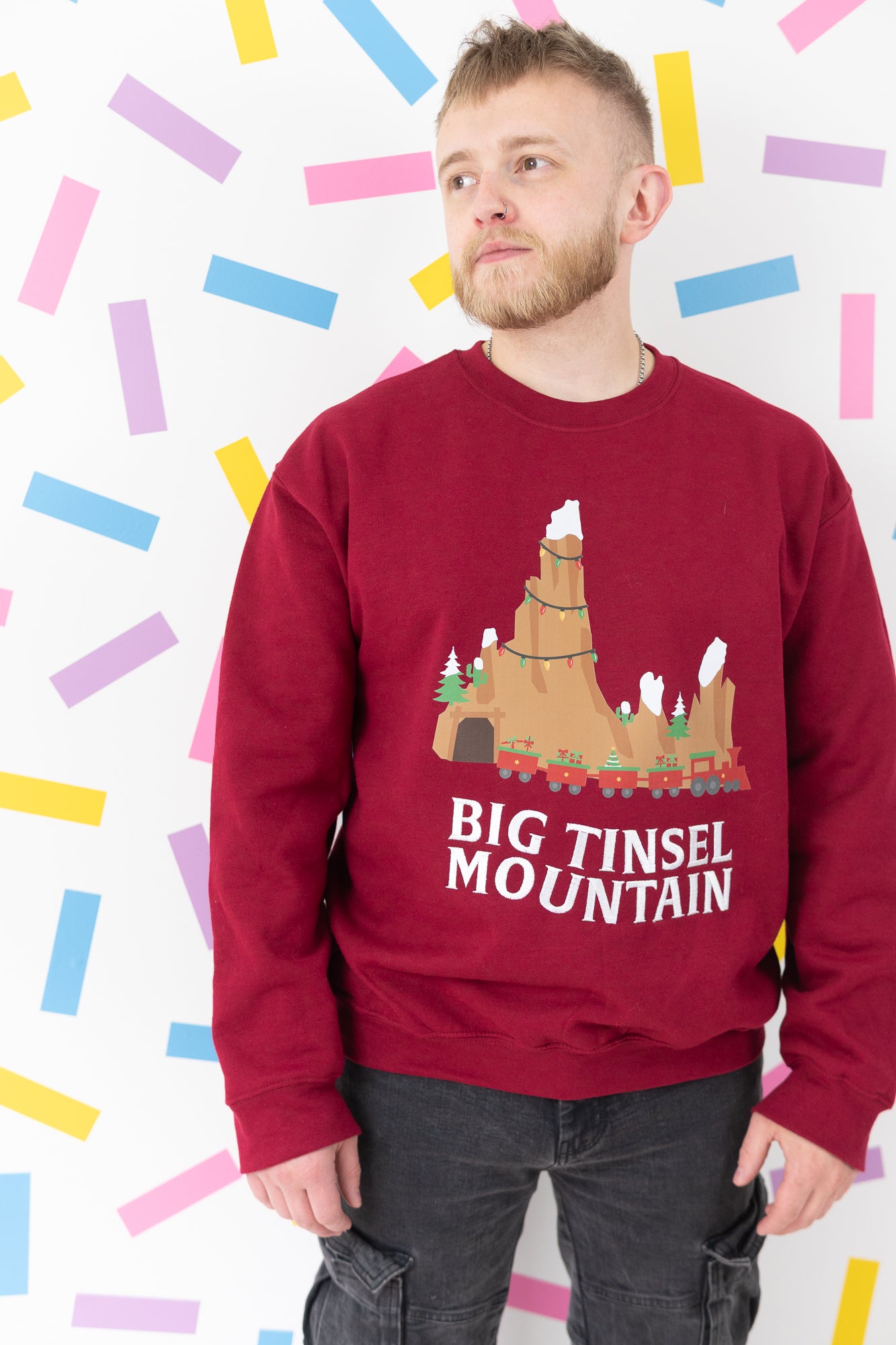 Big Tinsel Mountain – Garnet Red Christmas Jumper