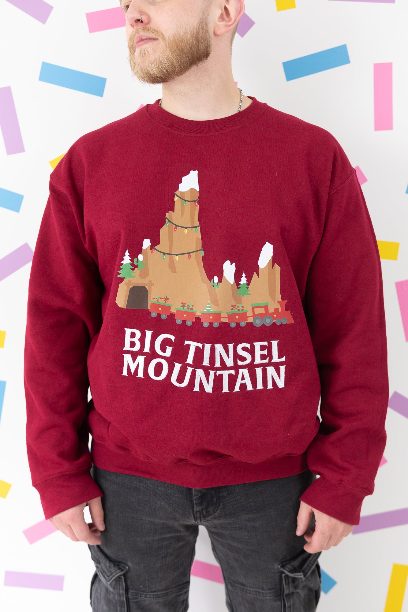 Big Tinsel Mountain – Garnet Red Christmas Jumper