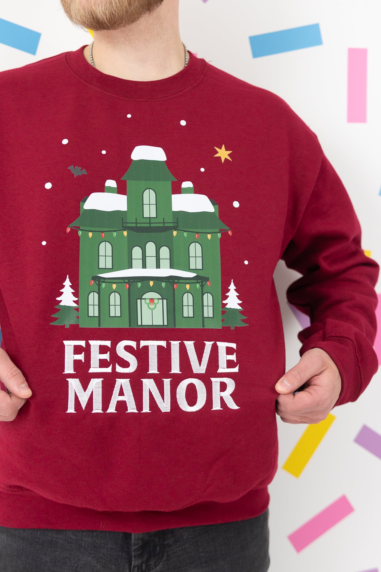 Festive Manor – Garnet Red Christmas Jumper